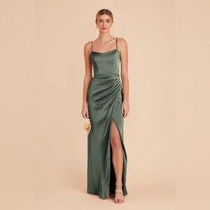 Anne Matte Satin Dress- Eucalyptus